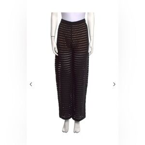 St. John Black Wide Leg Crochet Pants